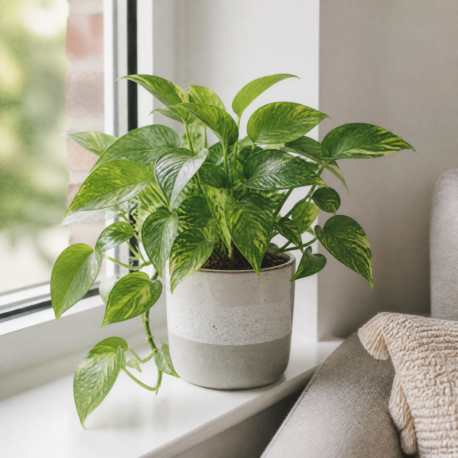 Plants By Post Epipremnum Aureum Golden Pothos F - Grey Stoneware