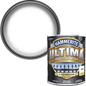 Hammerite Ultima Metal Paint Matt White 750ml.