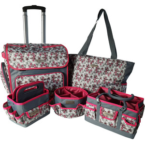 5-piece Craft and Sewing Storage Bundle, Hot Pink Floral, Sewing Online PT950