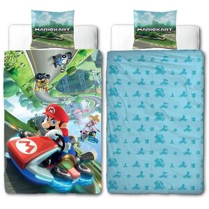Super Mario Race Reversible Bedding Set | Kids Duvet Cover Single 140x200cm
