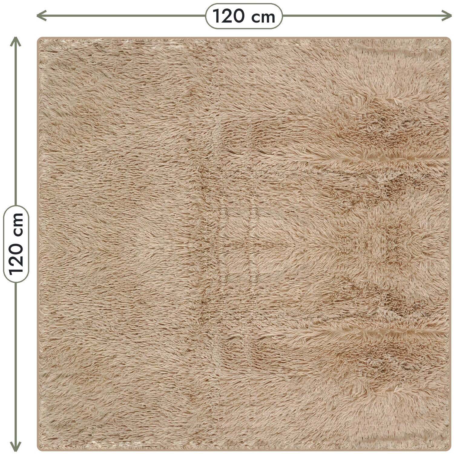 The Rugs Lush Shaggy Beige Rug - Beige / 120Cm / 0.37Kg