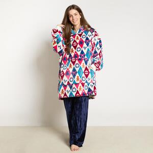 OHS Festive Harlequin Print Hoodie Blanket