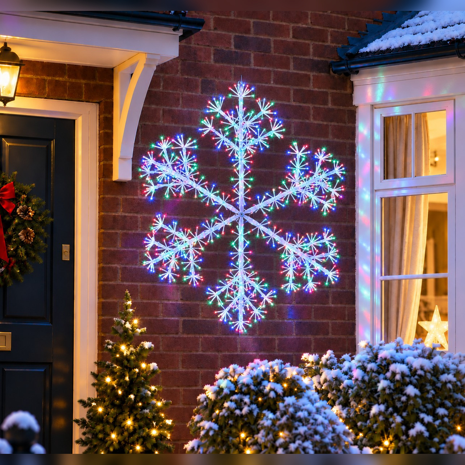 1.2M Multi Coloured Starburst Snowflake Christmas Light, 960 LED Twinkle, Timer - Image 4