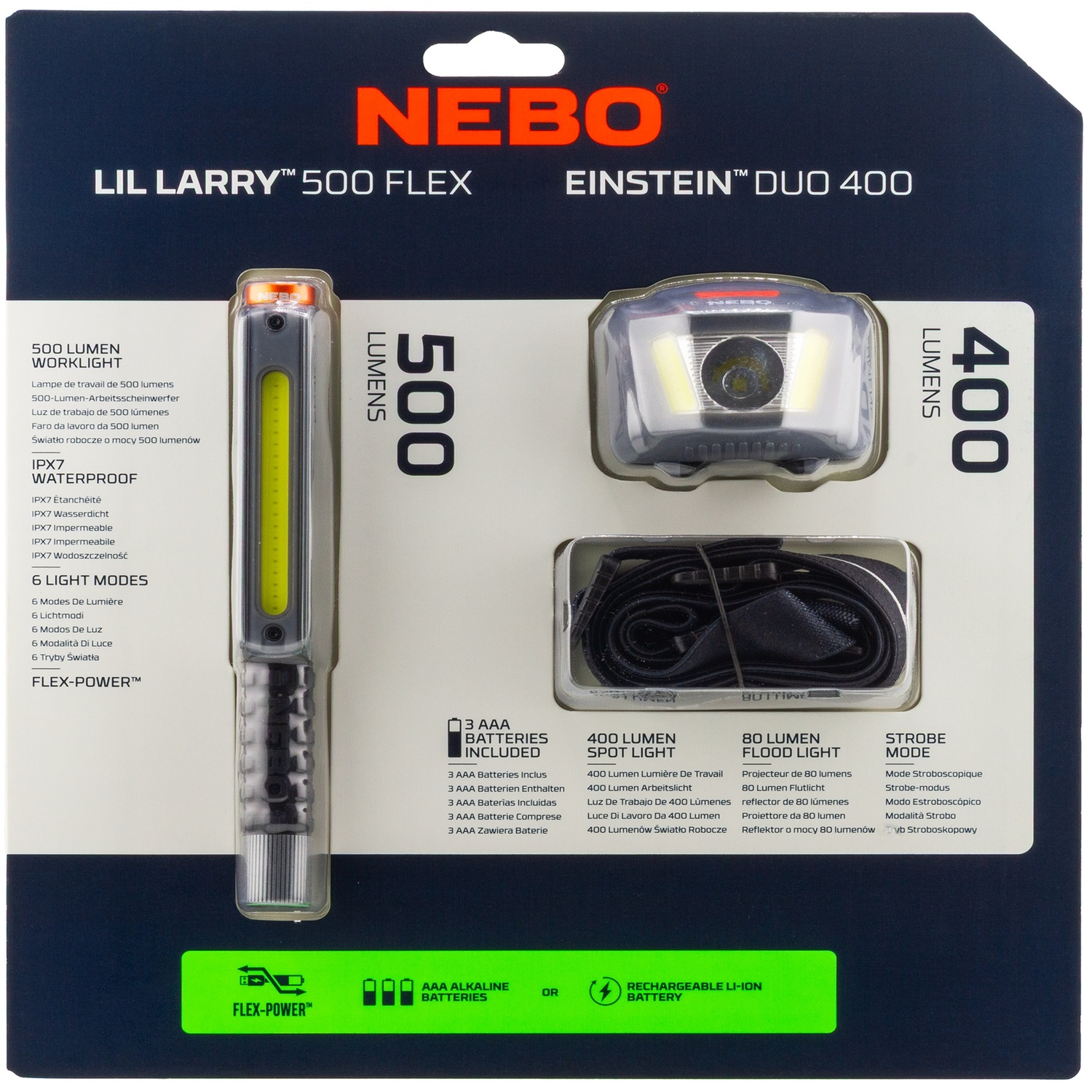 Nebo Lil Larry 500 Flex Work Light And Einstein Duo 400 Headlamp Combo Pack - Image 2