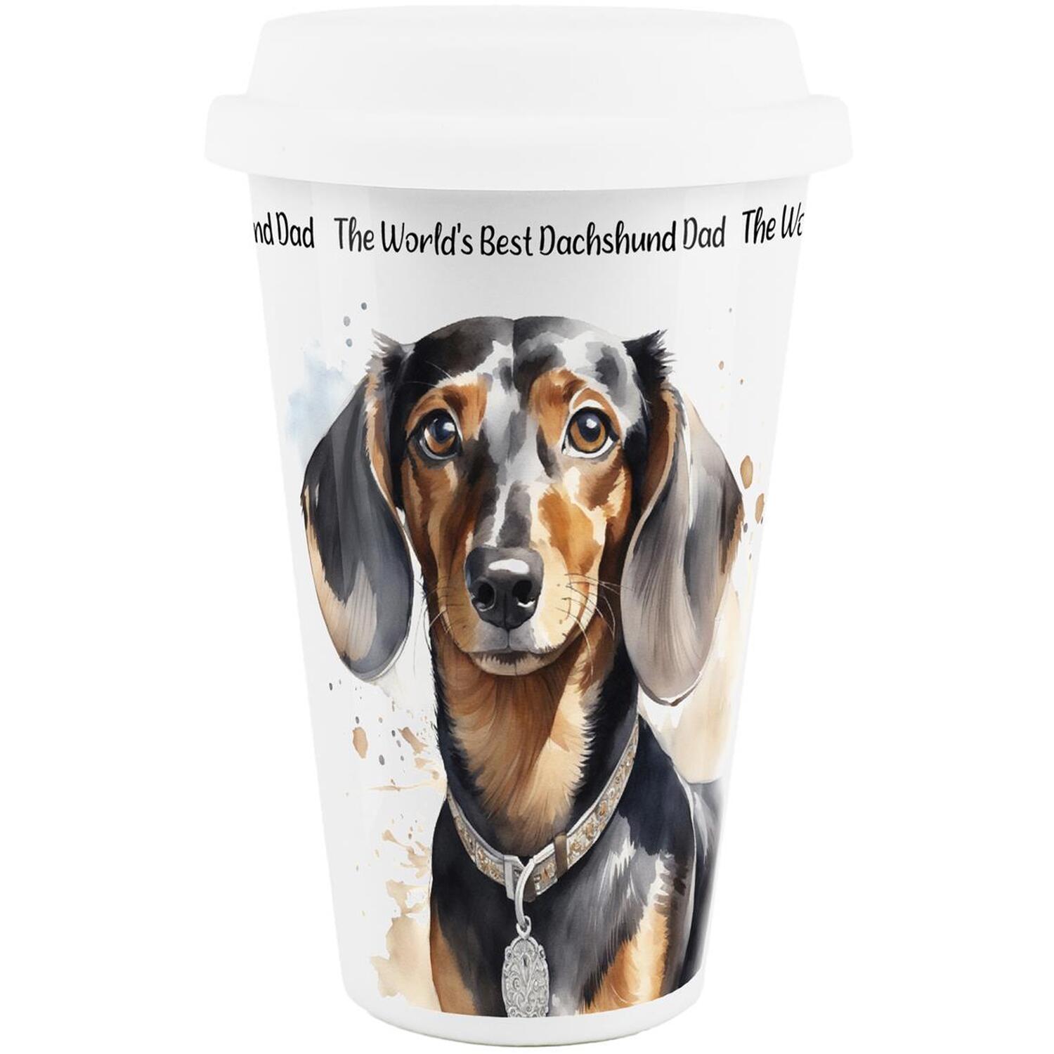World's Best Dachshund Dad Ceramic Travel Mug - Novelty Gifts for Dog Lovers - Image 2