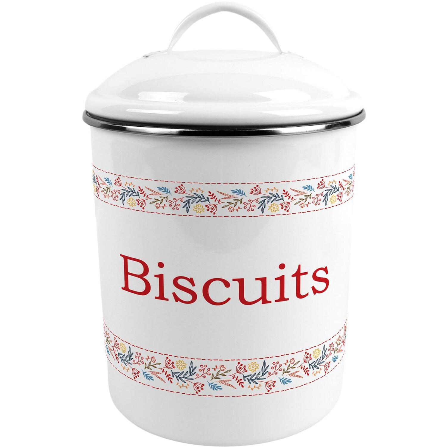 Purely Home Floral Embroidery Large Biscuit Storage Tin - Red