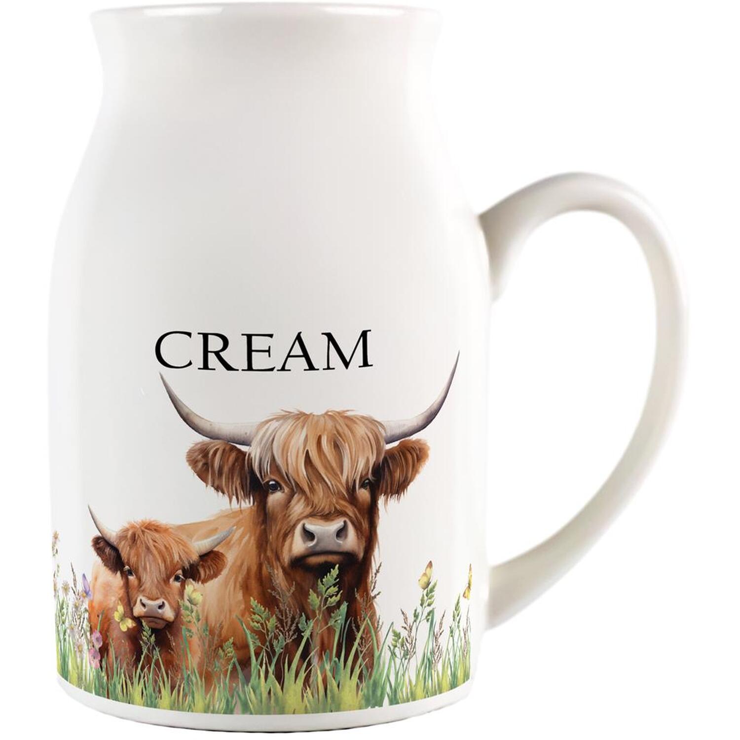 Purely Home Highland Cow & Calf Small Porcelain Serving Jug - Cream - Multicoloured