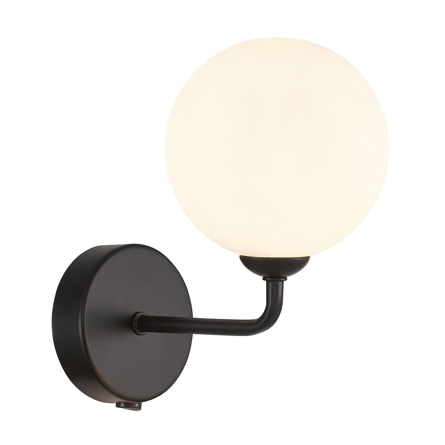 Robert Dyas - Wall Light - Matte Black - Opal White Globe Glass Shade - 24cm - Image 3
