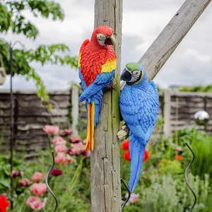 Pair of Wall Mountable Garden Parrot Ornaments