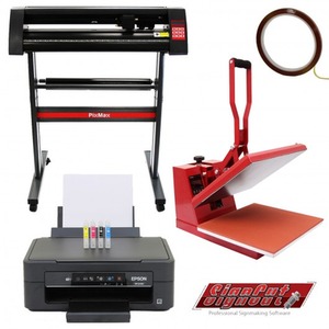 38cm Clam Press, 720mm Vinyl Cutter and Epson Printer