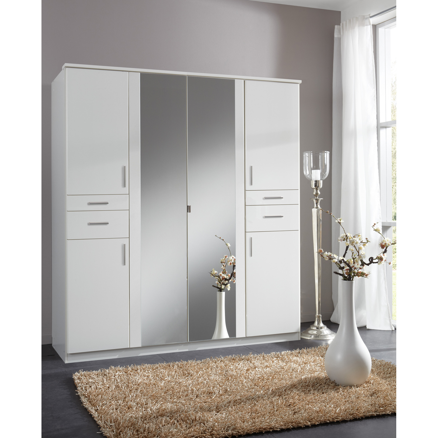 Koblenz White 4 Door Wardrobe - White