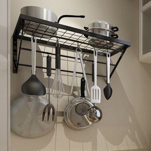 Wall Mounted Kitchen Pan Saucepan Storage Iron Hanging Shelf Organiser