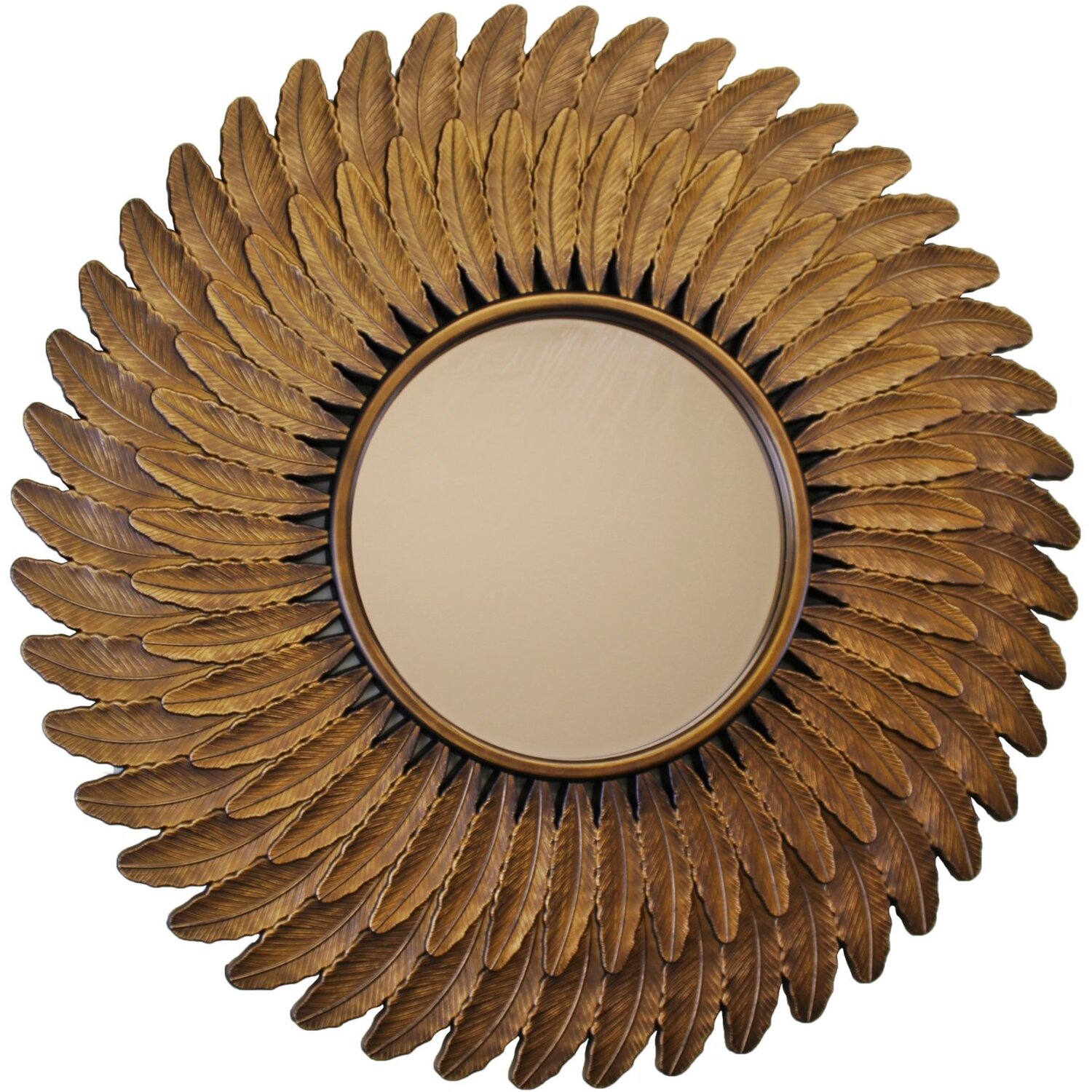 Inspire Home Dcor - Bronze Effect Feather Frame Mirror - Bronze thumbnail