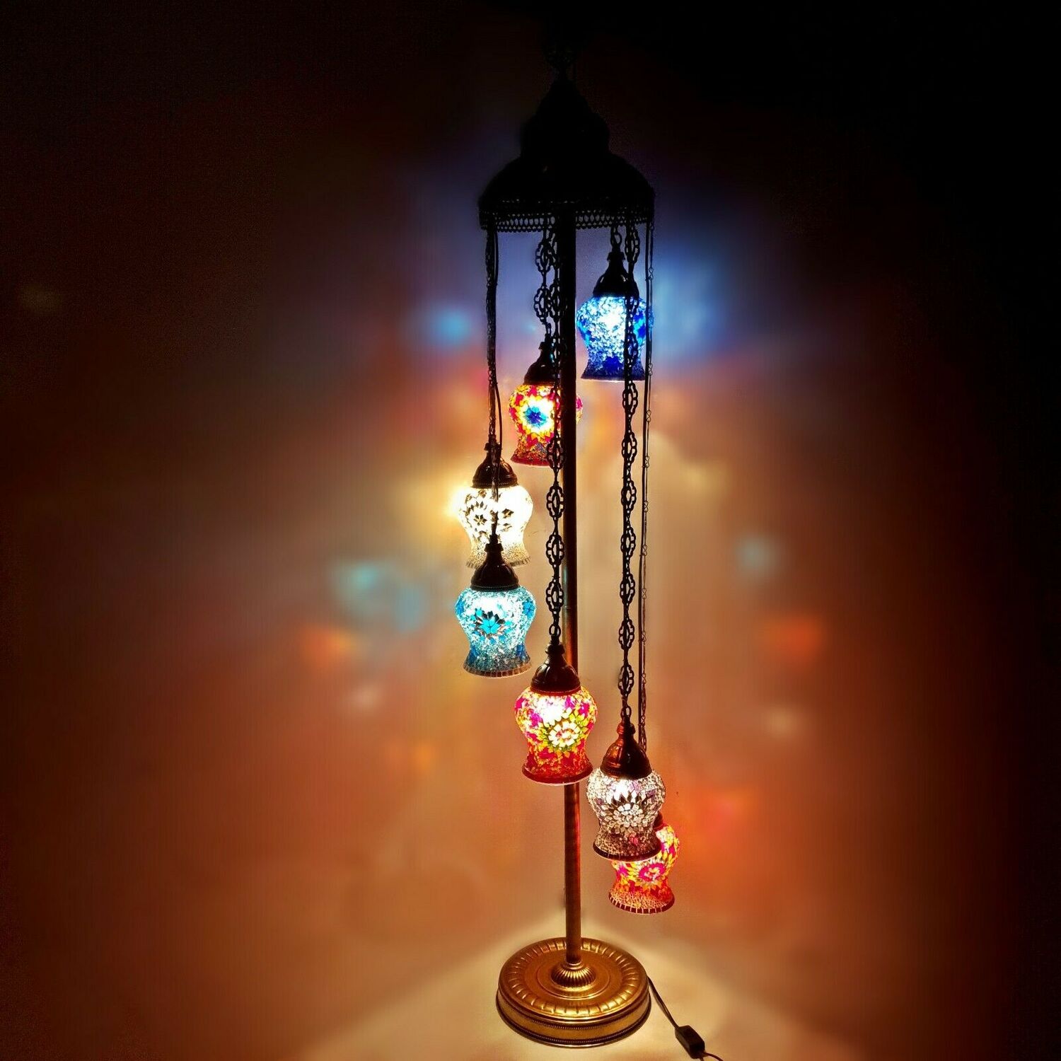 WORLD HOME LIVING - Turkish Moroccan Floor Lamp Bohemian Mosaic - Yellow / 150cm thumbnail