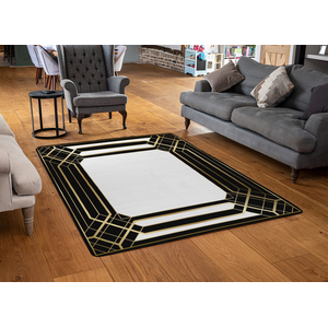 Art Deco Black Frame Designer Rug