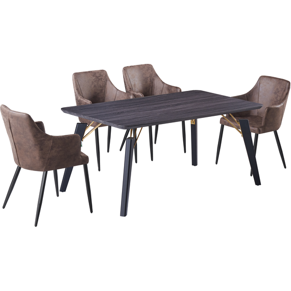 Zarah Cosmo LUX Dining Set with a Wooden Table and 4 Padded Chairs