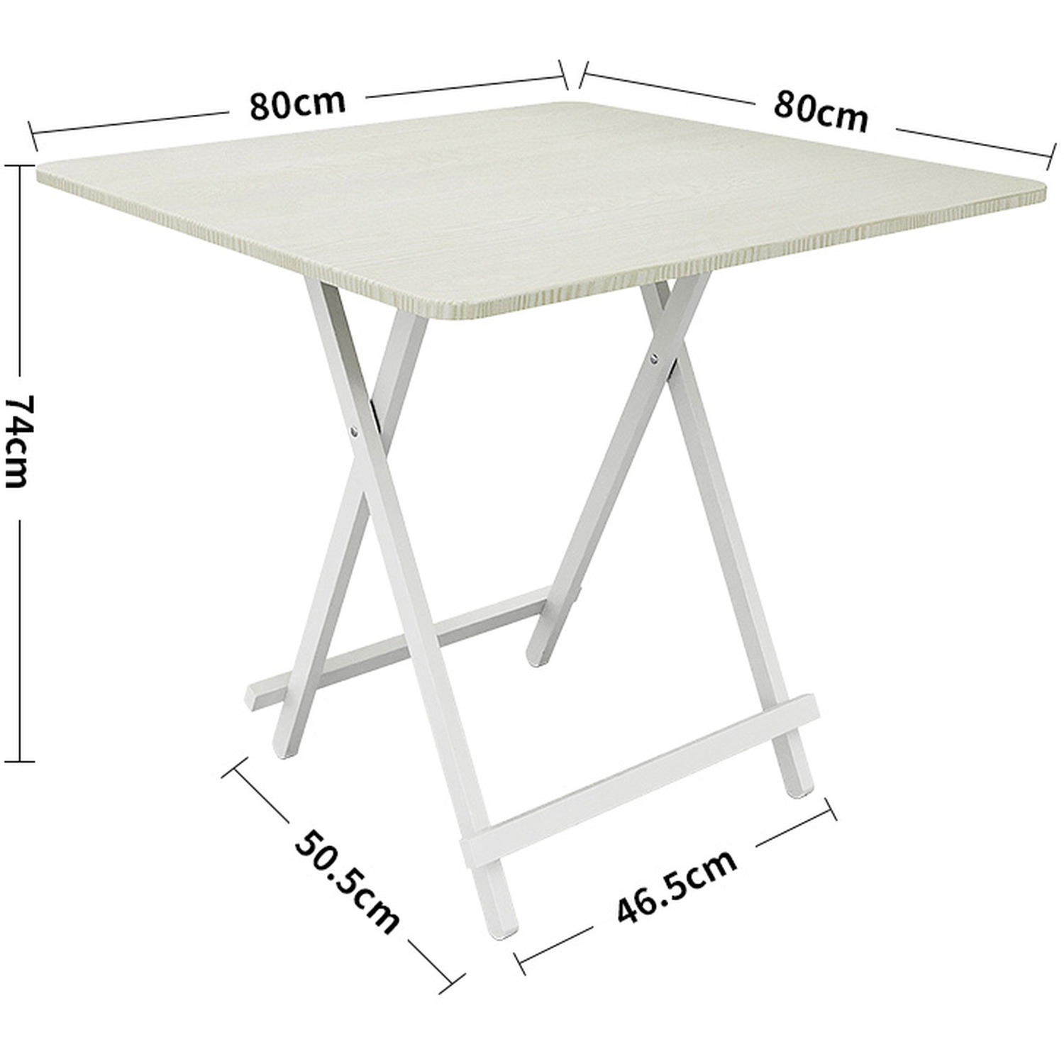 Foldable Wooden Dining Table Patio Picnic Furniture - 80 80cm-white