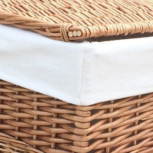 Light Steamed Cotton Lined Square Laundry Wicker Basket