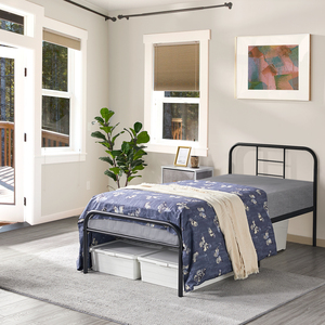 Metal Bed Frame with High Headboard