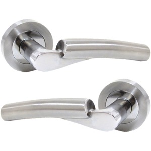 Verona Door Handles Latch Lever on Rose Duo - Chrome Satin 120mm