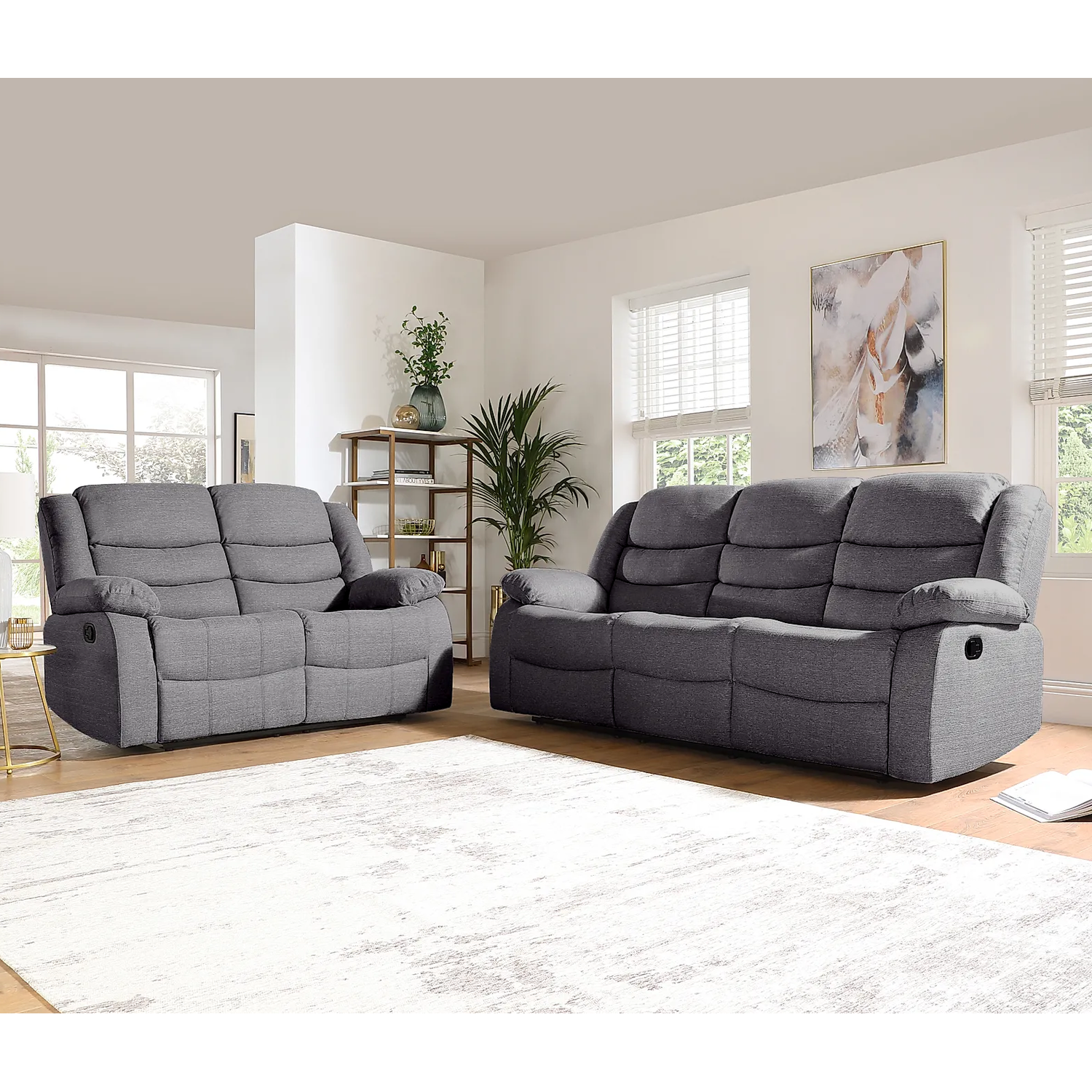 ECO LIVING - Recliner Sofa Set 3 Plus 2 - Linen Grey thumbnail