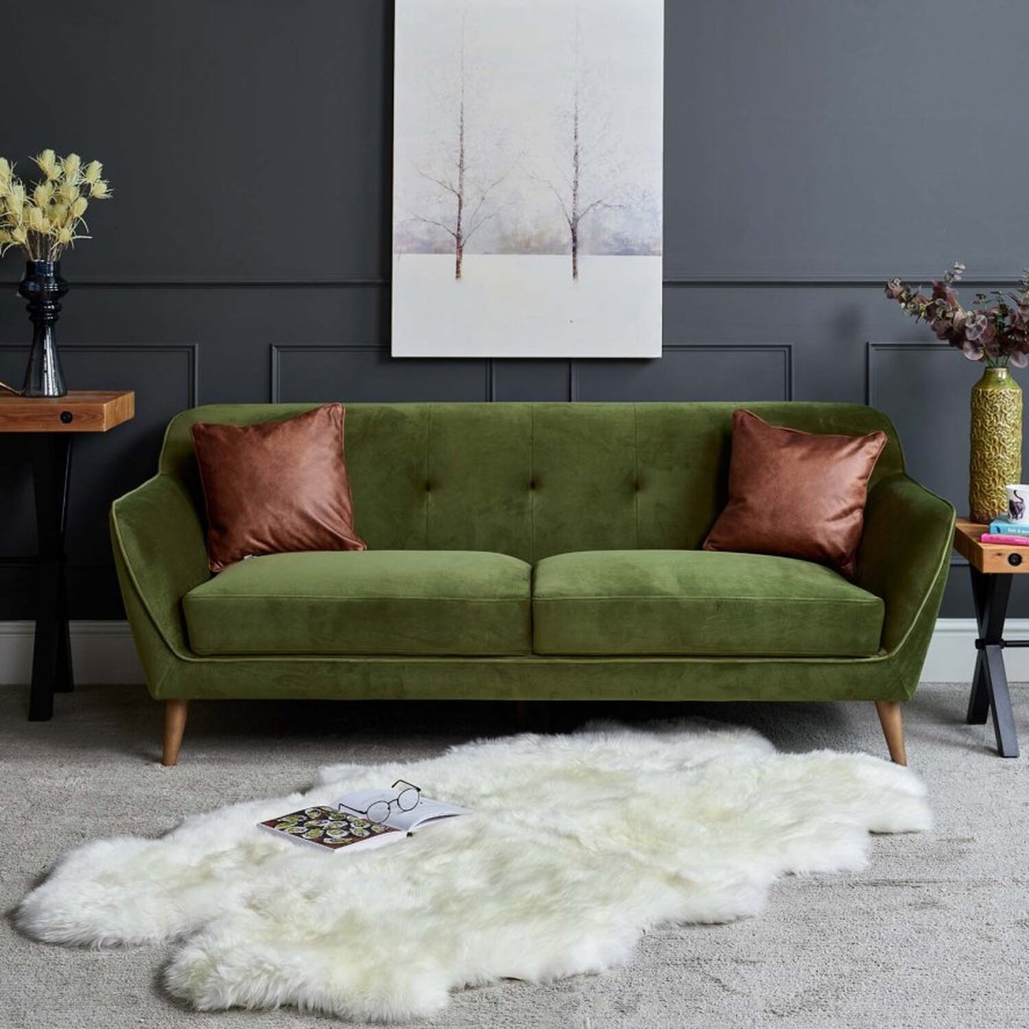 Woods Furniture - Freddie 3 Seater Sofa - Olive thumbnail