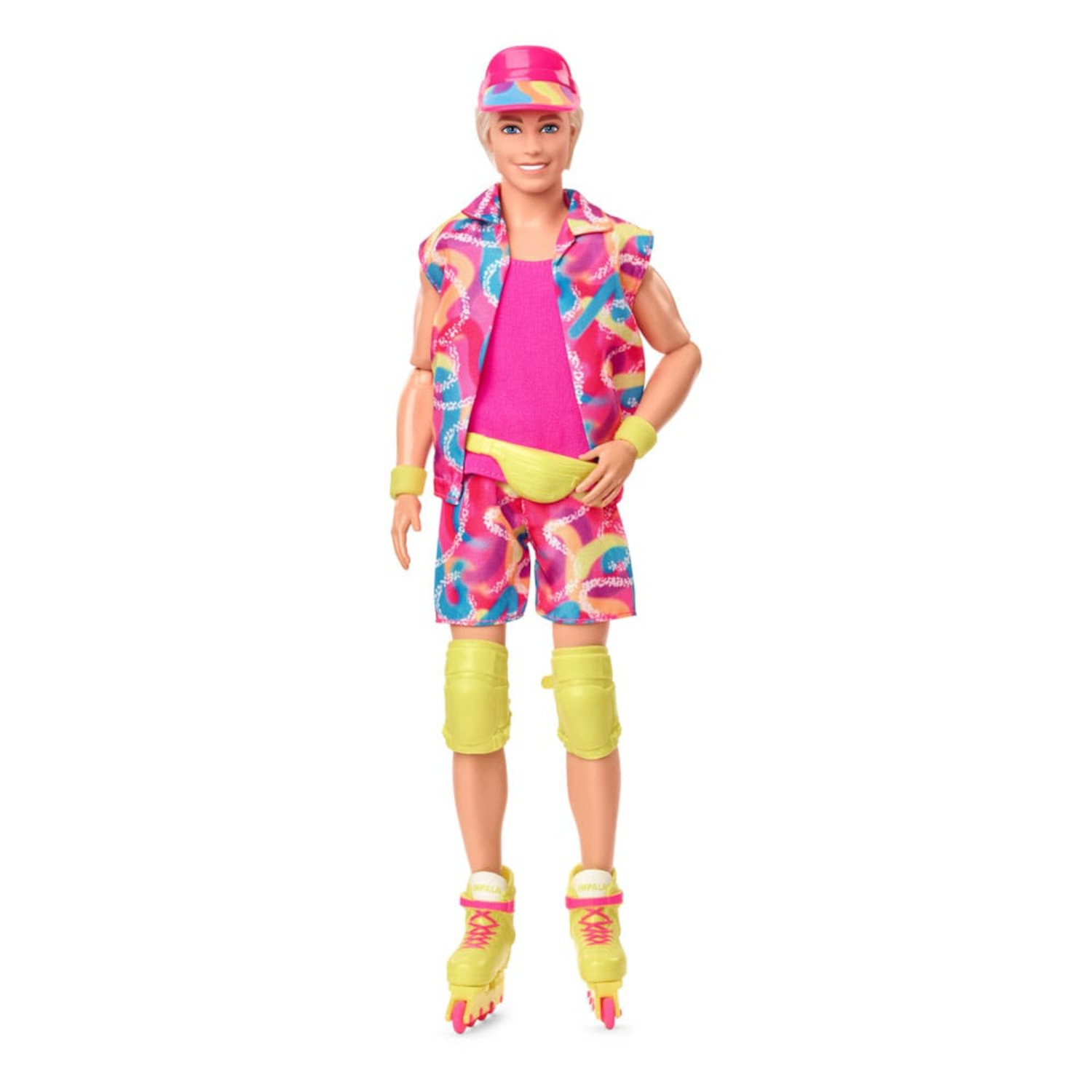 Image of Barbie The Movie Ken Doll Wearing Retro-Inspired Inline Skate Outfit - Pink