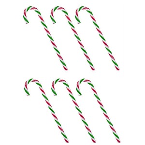 6 Green Red White Plastic Christmas Tree Candy Cane Decorations 15cm
