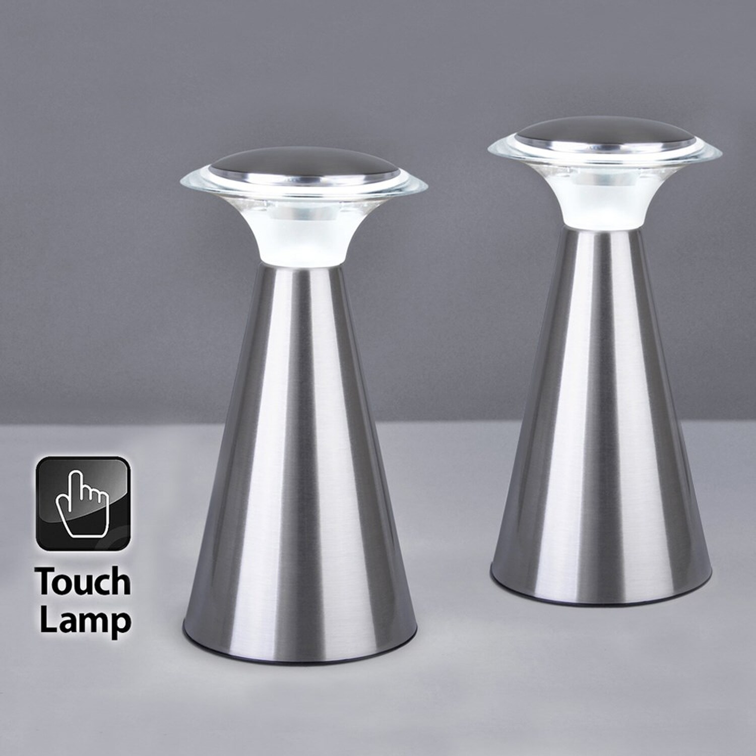 Harrier Battery Powered Table Lamps - Set of 2 - Silver