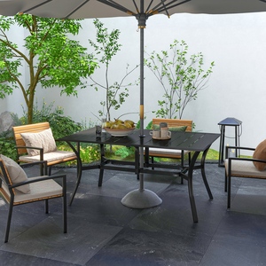 Outsunny Garden Dining Table Outdoor Patio Table with Slat Tabletop for Porch