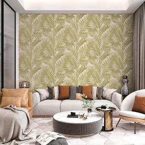 Tropical Palm Leaf Textured Vinyl Wallpaper