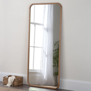 Solid Oak Curved Full Length Wall Mirror