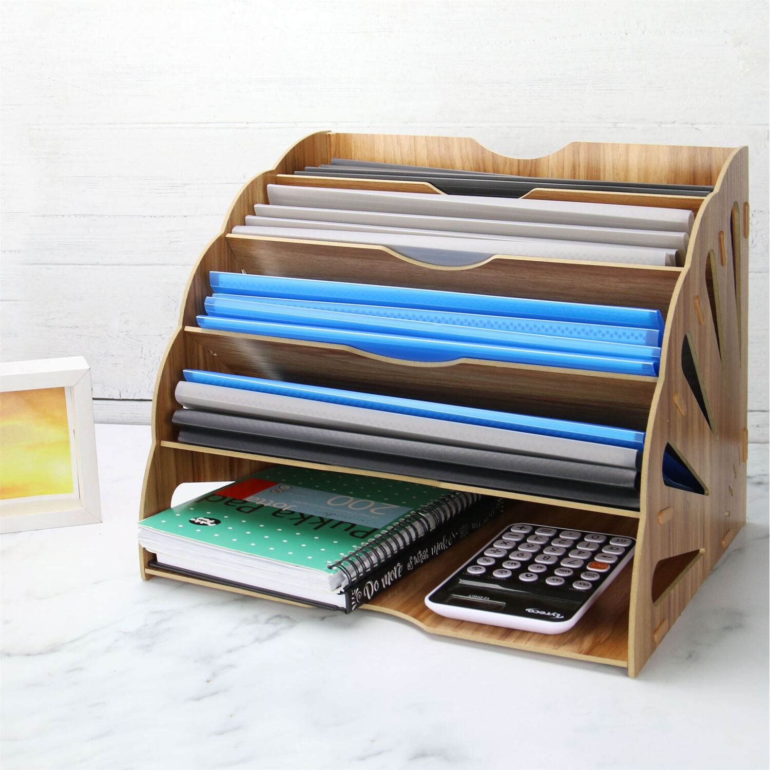 Wooden Fan Desk Organiser - Desk Organizer With Fan For Alexa