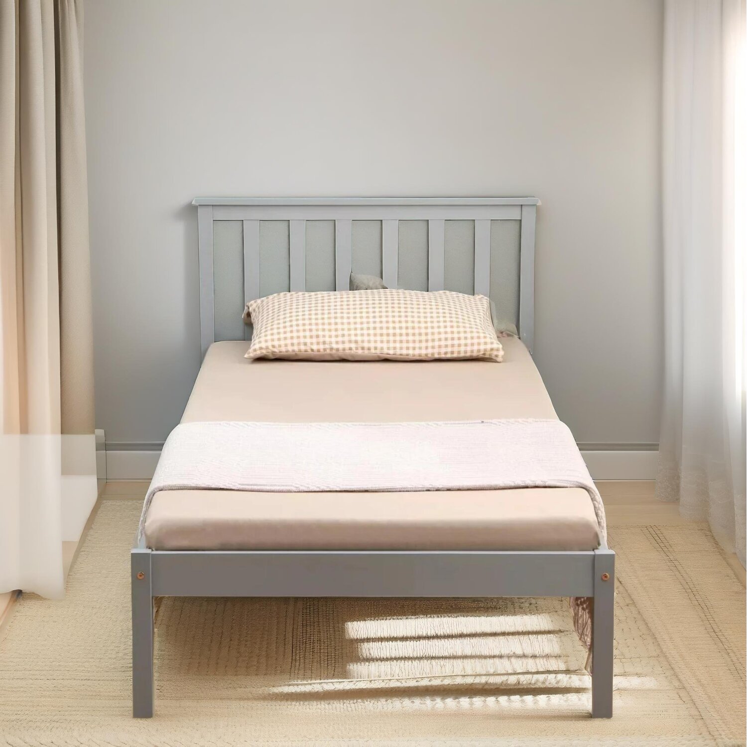 Single 3ft Bed Frame In Pine - Grey