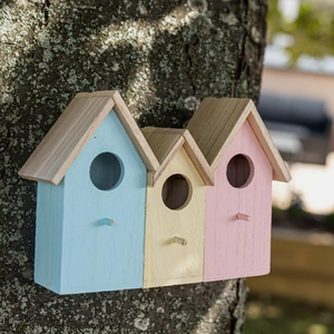 3 in 1 Colourful Hanging Wooden Wild Bird Nesting Box