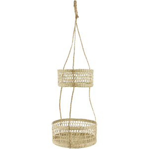 Natural Elements 2-Tier Natural Seagrass Hanging Planter