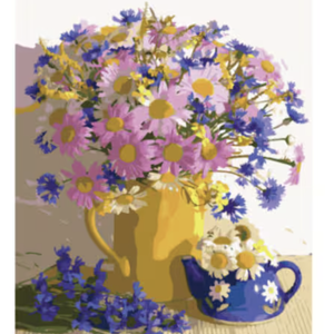 Purple Daisy Vase and Teapot Paint by Numbers Kit