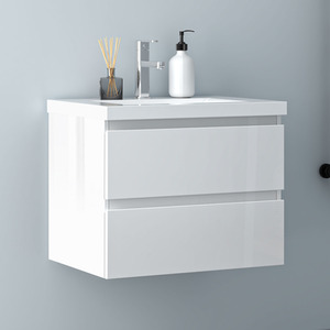 Vanity Unit Basin 600mm Wall Hung Gloss White Flat Pack