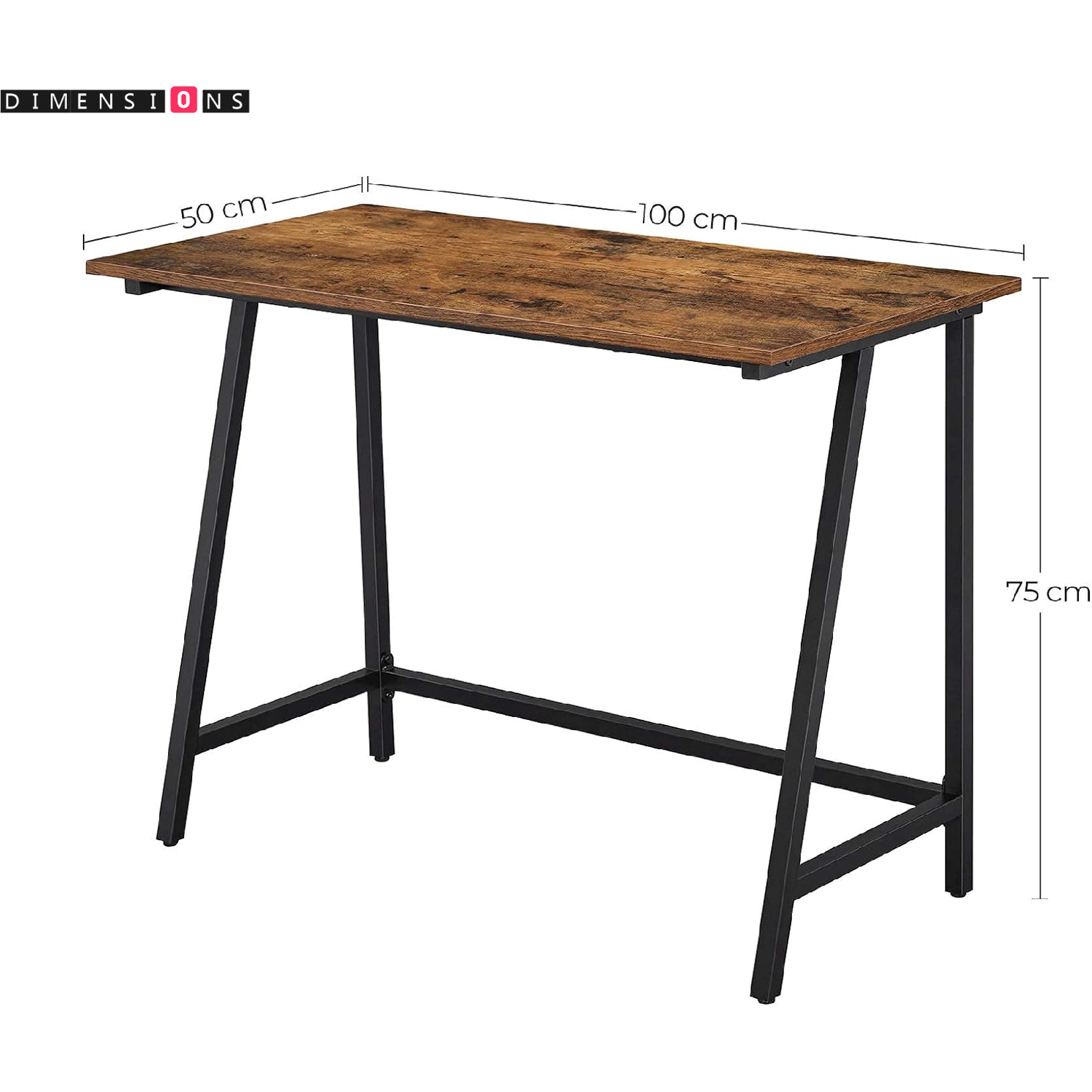 Industrial Computer Desk With Steel Frame - Brown