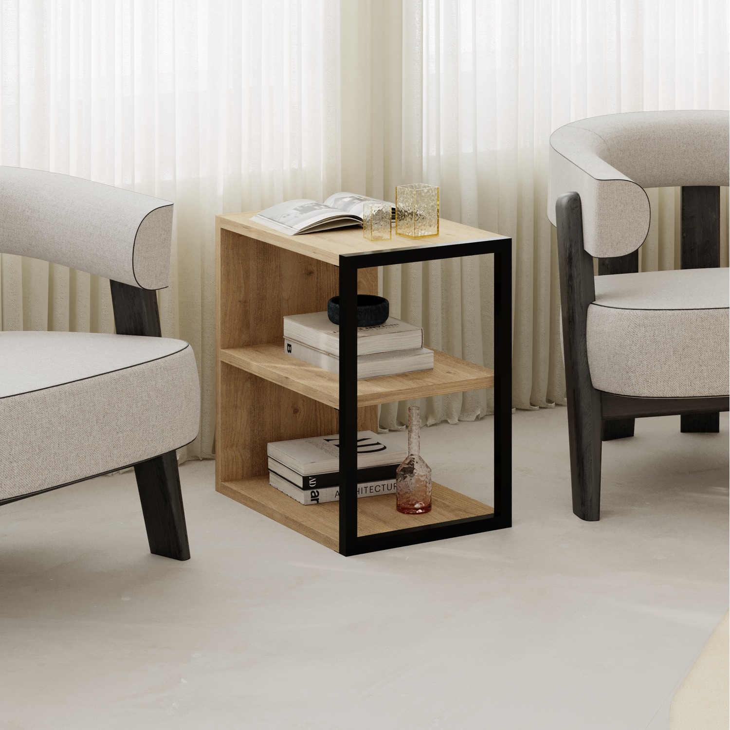 Echo Modern Minimalist Side Table - Oak