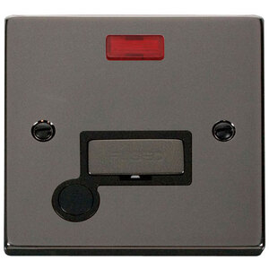 Black Nickel 13A Fused Ingot Connection Unit With Neon With Flex