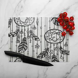 Black Contour Glass Chopping Board-large