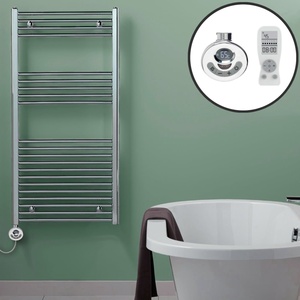 Bray Thermostatic Electric Heated Towel Rail, Straight, Chrome