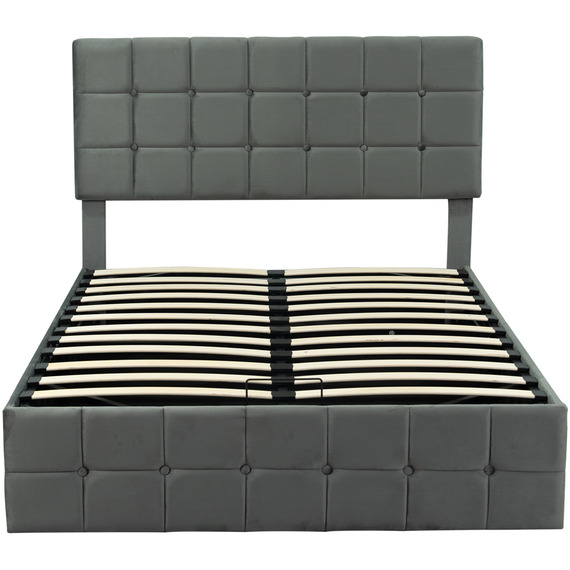 Full Size Upholstered Platform Bed Frame with 2 Storage Drawers, Adjustable Velvet Sofa Bed, Beige