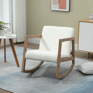 HOMCOM Rocking Chair with Cushion and Wood Base for Living Room