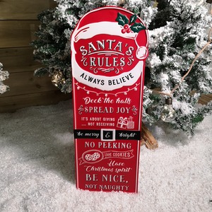 Metal Santa's Rules Sign Hanging Christmas Decoration