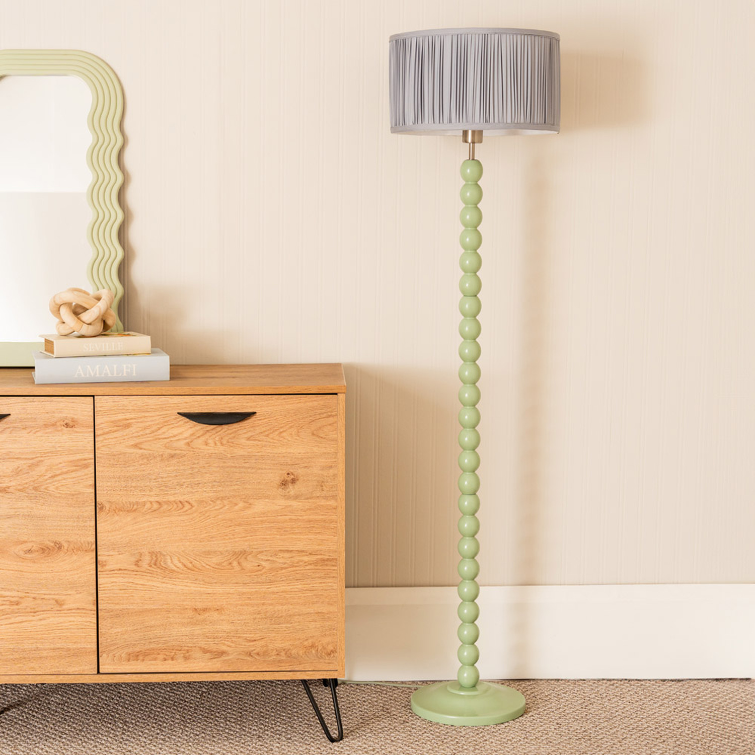 Image of Bobbins Sage Floor Lamp with Ruched&hellip;