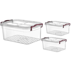 Pack of 3 Plastic Storage Boxes With Lids
