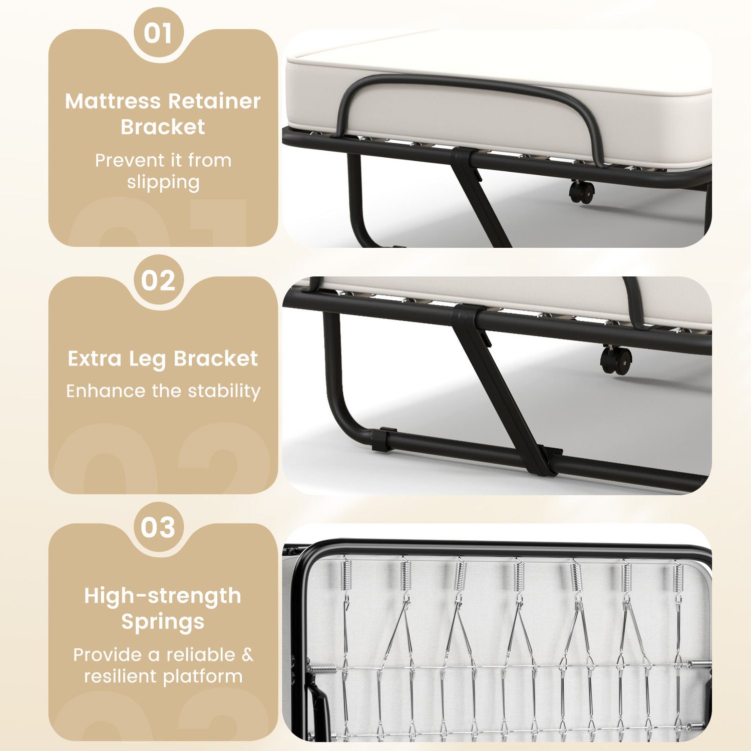 Folding Guest Bed - White