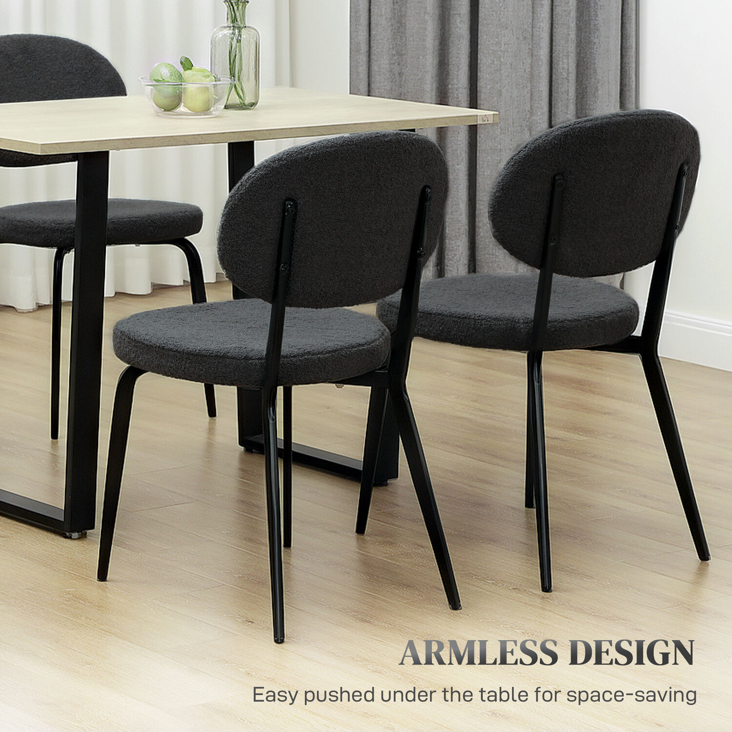 HOMCOM Modern Boucle Dining Chairs Set of 4 for Kitchen